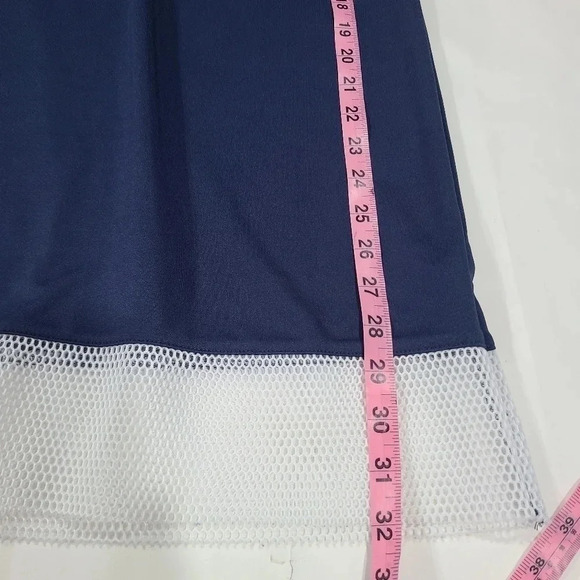 Umgee Usa Size Small Navy Blue Tunic Top With White Mesh Contrast Trim Jersey - Picture 3 of 6